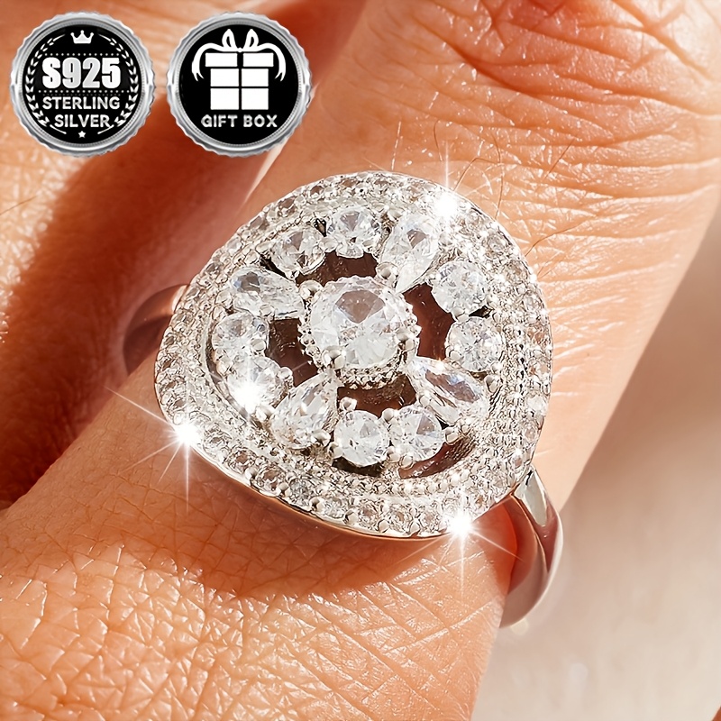 Vintage-Inspired 925 Sterling CZ Engagement Wedding Ring